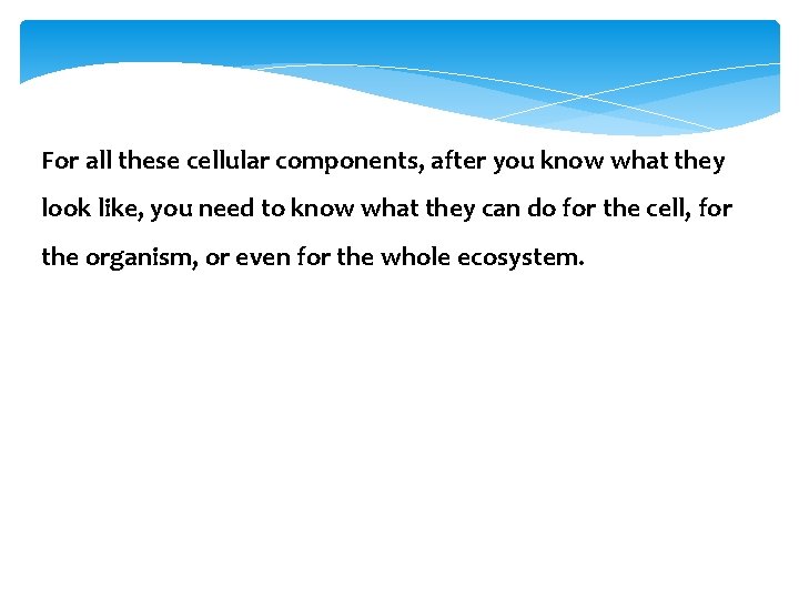 For all these cellular components, after you know what they look like, you need