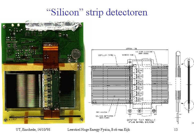 “Silicon” strip detectoren UT, Enschede, 14/10/'98 Leerstoel Hoge Energy Fysica, Bob van Eijk 13