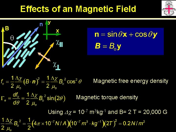Effects of an Magnetic Field n B q y x c c Magnetic free