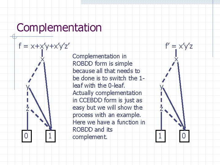 Operations on Complementary Edge Binary Decision Diagrams EE