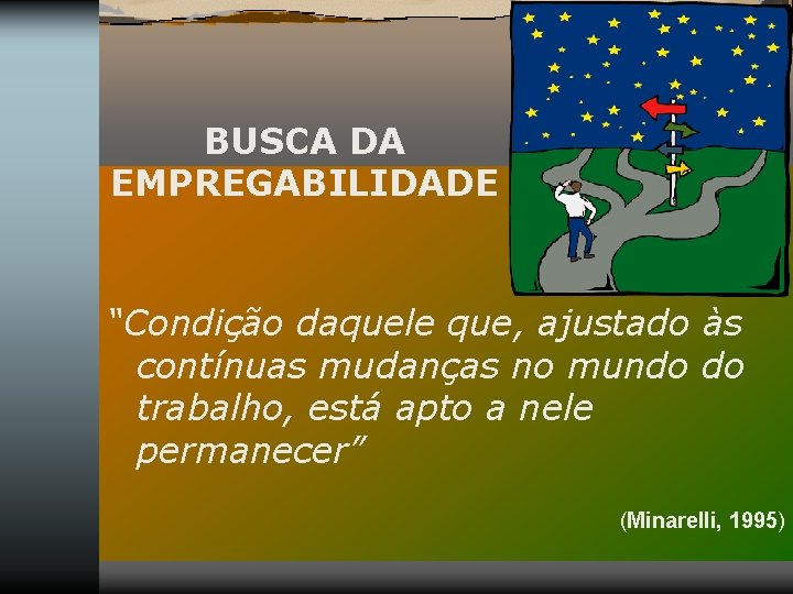 BUSCA DA EMPREGABILIDADE “Condição daquele que, ajustado às contínuas mudanças no mundo do trabalho,