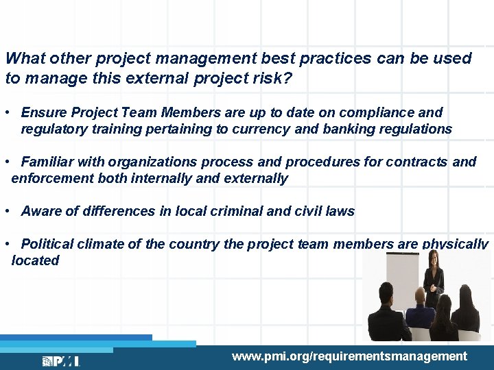 What other project management best practices can be used to manage this external project
