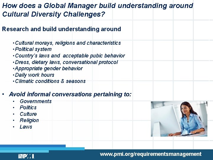 How does a Global Manager build understanding around Cultural Diversity Challenges? Research and build