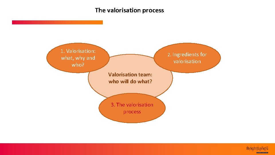 The valorisation process 1. Valorisation: what, why and who? 2. Ingredients for valorisation Valorisation