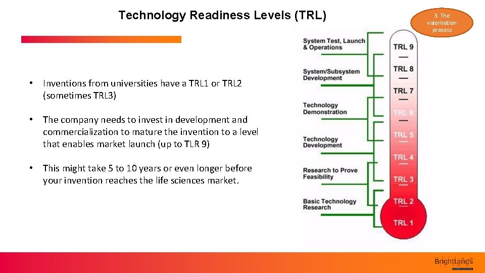 Technology Readiness Levels (TRL) • Inventions from universities have a TRL 1 or TRL