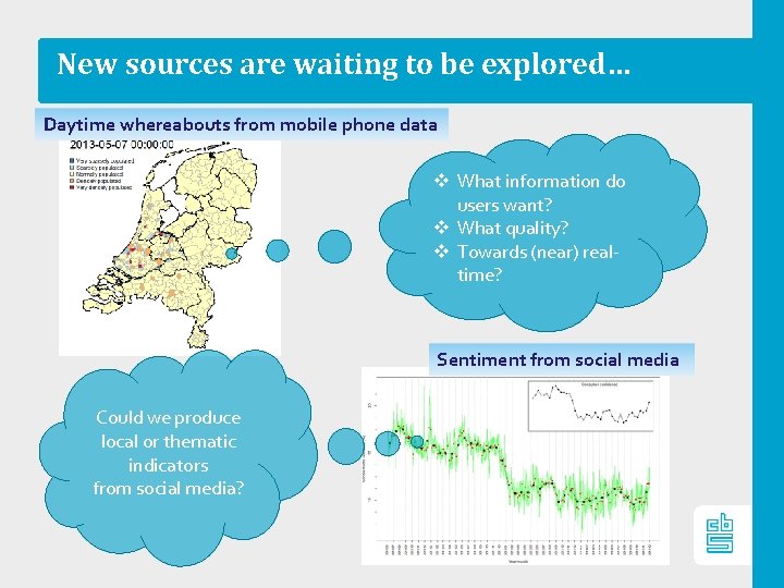 New sources are waiting to be explored… Daytime whereabouts from mobile phone data v