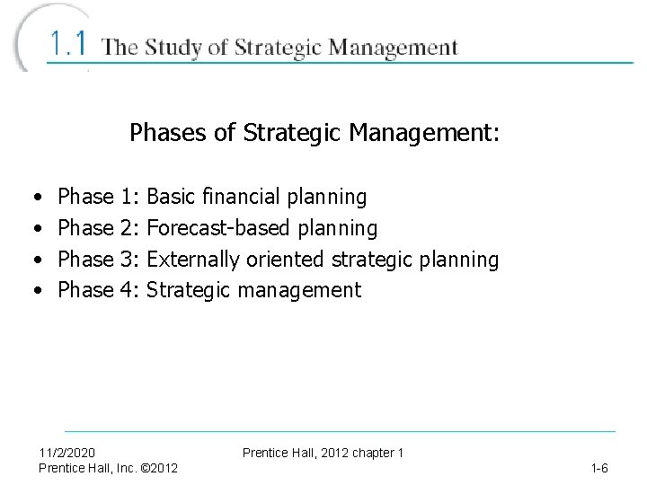 Phases of Strategic Management: • • Phase 1: 2: 3: 4: Basic financial planning