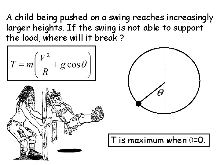 A child being pushed on a swing reaches increasingly larger heights. If the swing