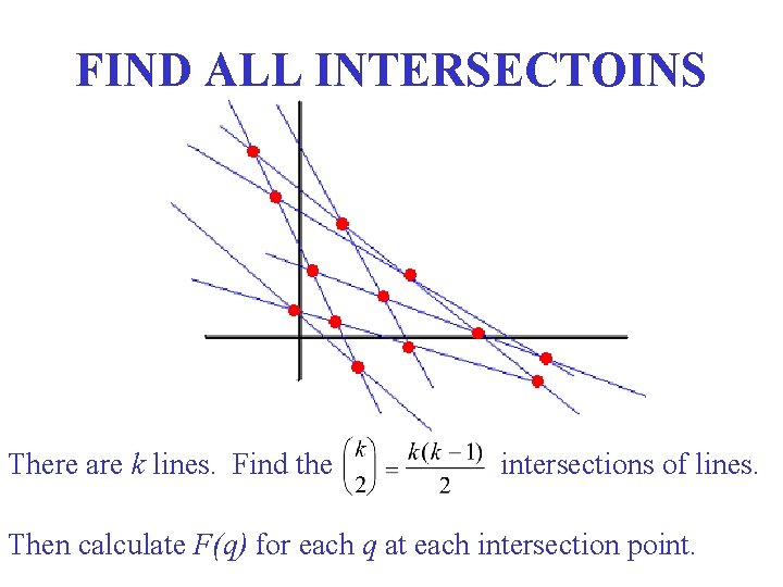 FIND ALL INTERSECTOINS There are k lines. Find the intersections of lines. Then calculate