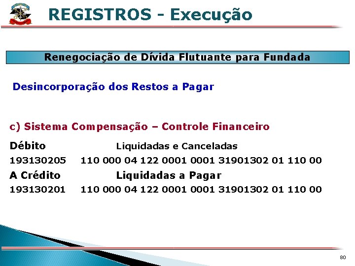REGISTROS - Execução X Renegociação de Dívida Flutuante para Fundada Desincorporação dos Restos a