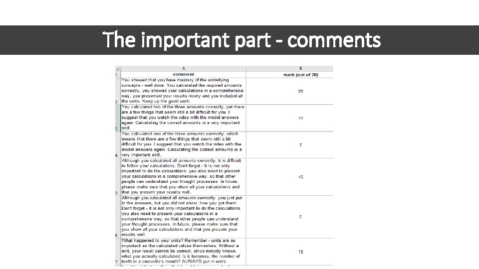 The important part - comments 