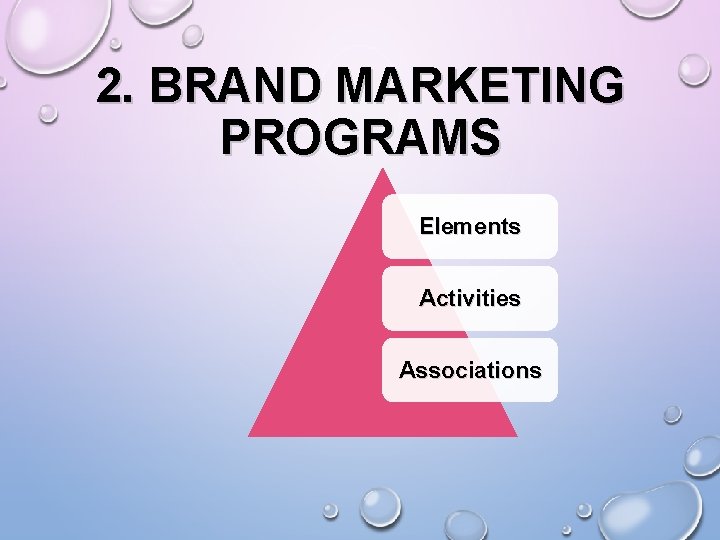 2. BRAND MARKETING PROGRAMS Elements Activities Associations 