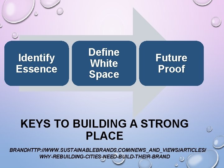 Identify Essence Define White Space Future Proof KEYS TO BUILDING A STRONG PLACE BRANDHTTP: