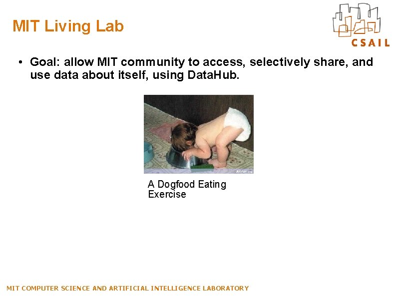 MIT Living Lab • Goal: allow MIT community to access, selectively share, and use MIT Living Lab • Goal: allow MIT community to access, selectively share, and use