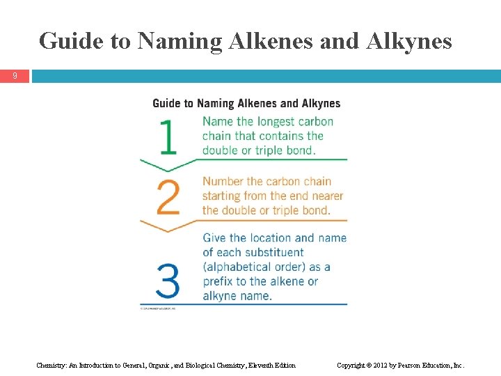 Guide to Naming Alkenes and Alkynes 9 Chemistry: An Introduction to General, Organic, and