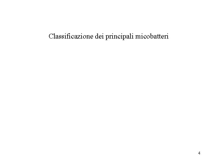 Classificazione dei principali micobatteri 4 