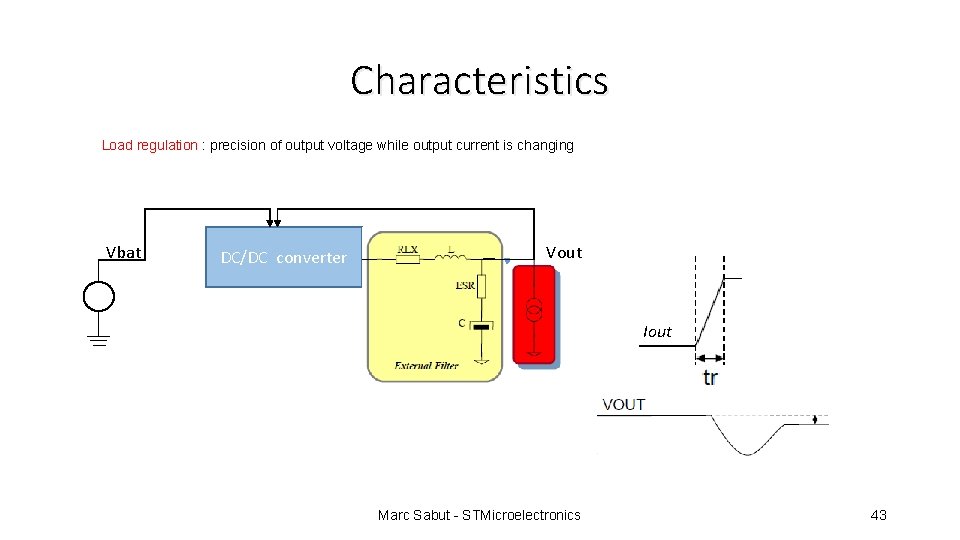 Characteristics Load regulation : precision of output voltage while output current is changing Vbat