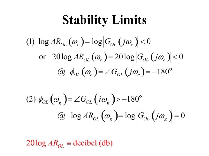 Stability Limits Stability Limits