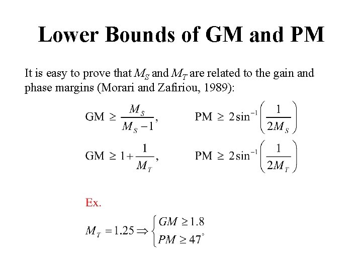 Lower Bounds of GM and PM It is easy to prove that MS and Lower Bounds of GM and PM It is easy to prove that MS and
