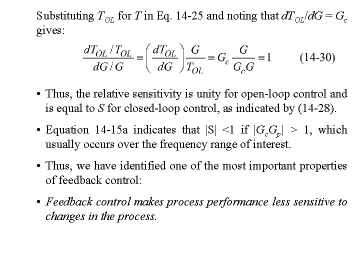 Substituting TOL for T in Eq. 14 -25 and noting that d. TOL/d. G Substituting TOL for T in Eq. 14 -25 and noting that d. TOL/d. G