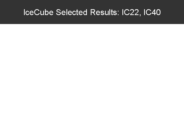 Ice. Cube Selected Results: IC 22, IC 40 