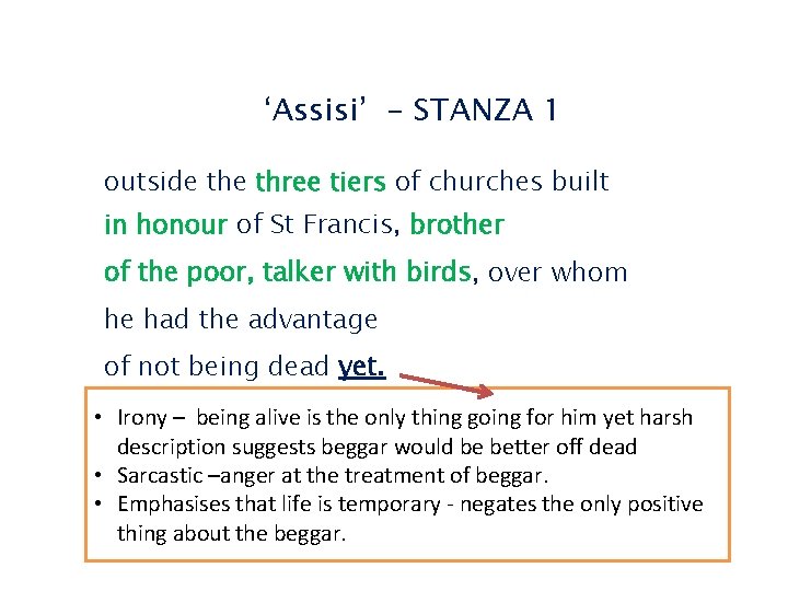 ‘Assisi’ - STANZA 1 outside three tiers of churches built in honour of St