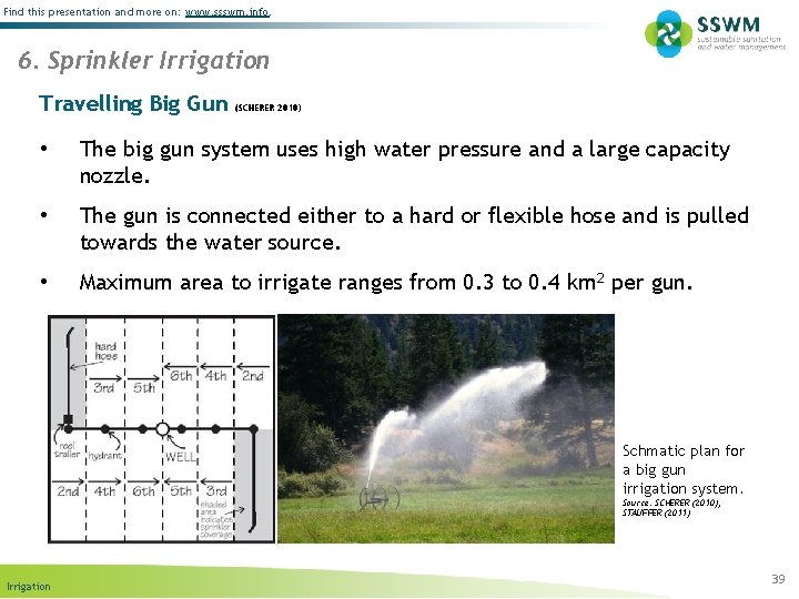 Find this presentation and more on: www. ssswm. info. 6. Sprinkler Irrigation Travelling Big
