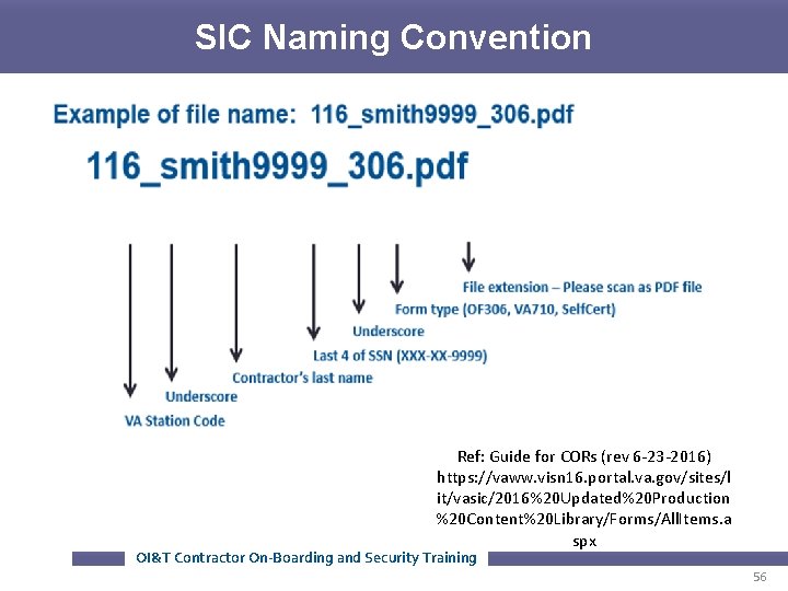 SIC Naming Convention Ref: Guide for CORs (rev 6 -23 -2016) https: //vaww. visn SIC Naming Convention Ref: Guide for CORs (rev 6 -23 -2016) https: //vaww. visn
