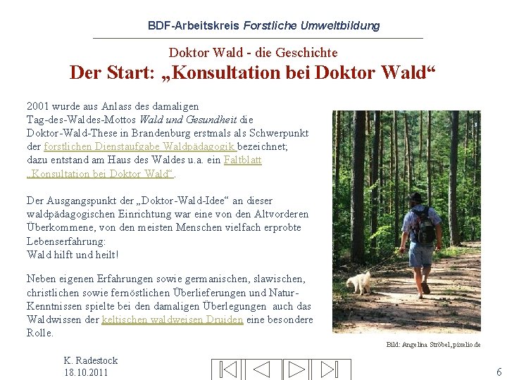 BDF-Arbeitskreis Forstliche Umweltbildung Doktor Wald - die Geschichte Der Start: „Konsultation bei Doktor Wald“