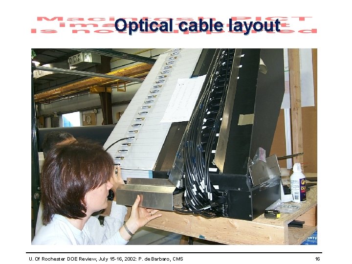 Optical cable layout U. Of Rochester DOE Review, July 15 -16, 2002: P. de