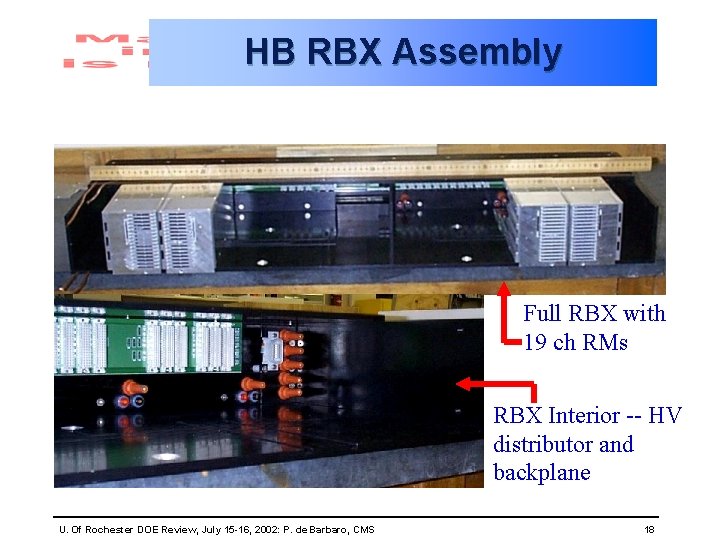 HB RBX Assembly Full RBX with 19 ch RMs RBX Interior -- HV distributor