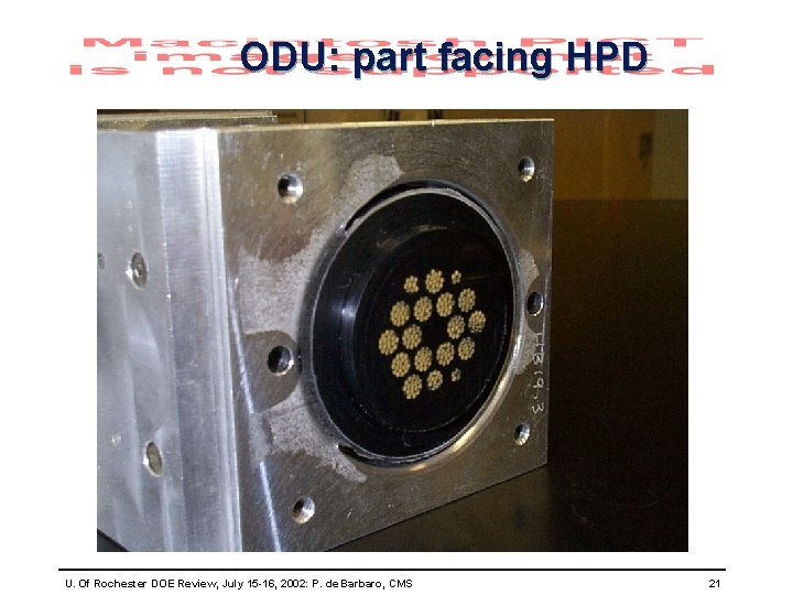 ODU: part facing HPD U. Of Rochester DOE Review, July 15 -16, 2002: P.