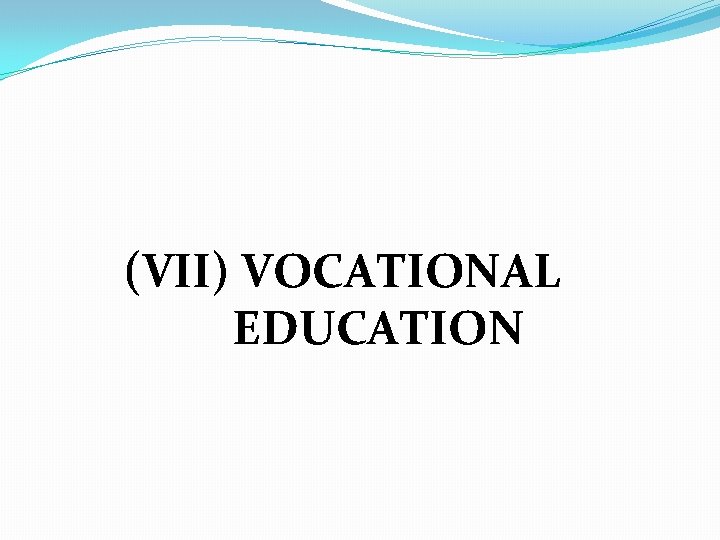 (VII) VOCATIONAL EDUCATION 