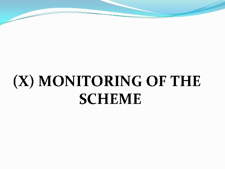 (X) MONITORING OF THE SCHEME 