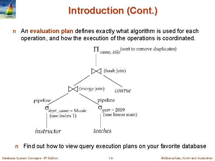 Introduction (Cont. ) n An evaluation plan defines exactly what algorithm is used for