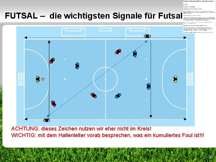 FUTSAL – die wichtigsten Signale für Futsal ACHTUNG: dieses Zeichen nutzen wir eher nicht