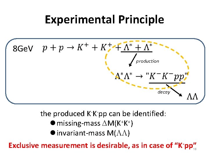 Experimental Principle 8 Ge. V production decay the produced K-K-pp can be identified: l