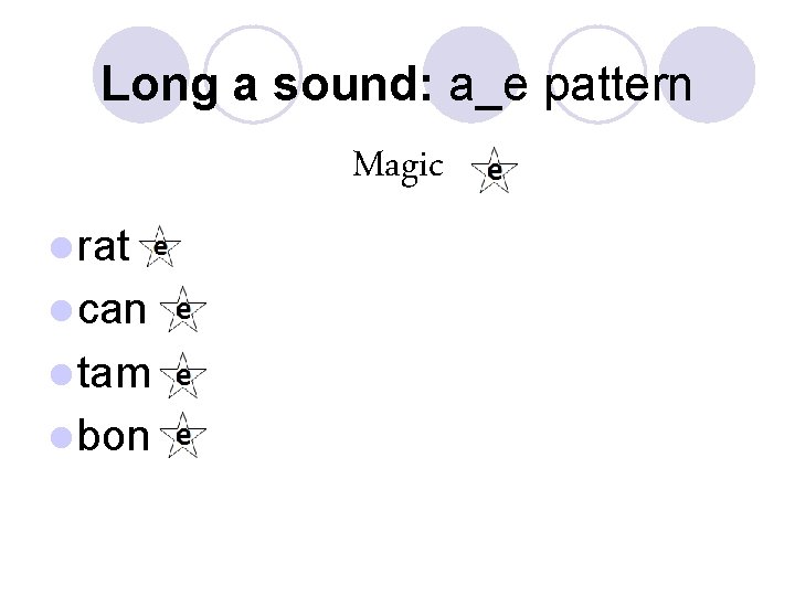 Long a sound: a_e pattern Magic l rat l can l tam l bon