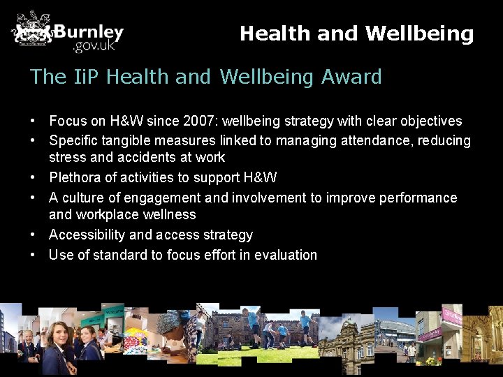 Health and Wellbeing The Ii. P Health and Wellbeing Award • Focus on H&W