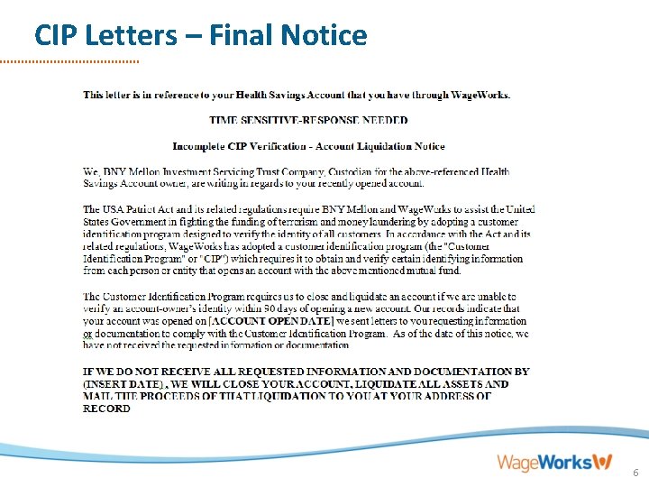 CIP Letters – Final Notice 6 