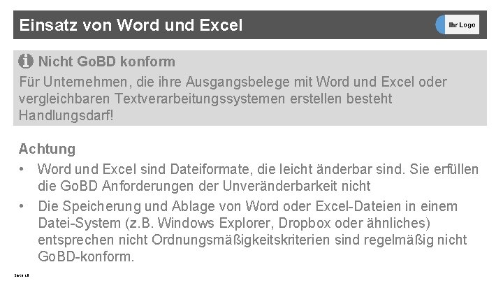 Einsatz von Word und Excel Nicht Go. BD konform Für Unternehmen, die ihre Ausgangsbelege