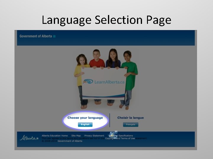 Language Selection Page 