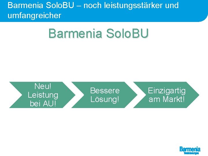 Barmenia Solo. BU – noch leistungsstärker und umfangreicher Barmenia Solo. BU Neu! Leistung bei