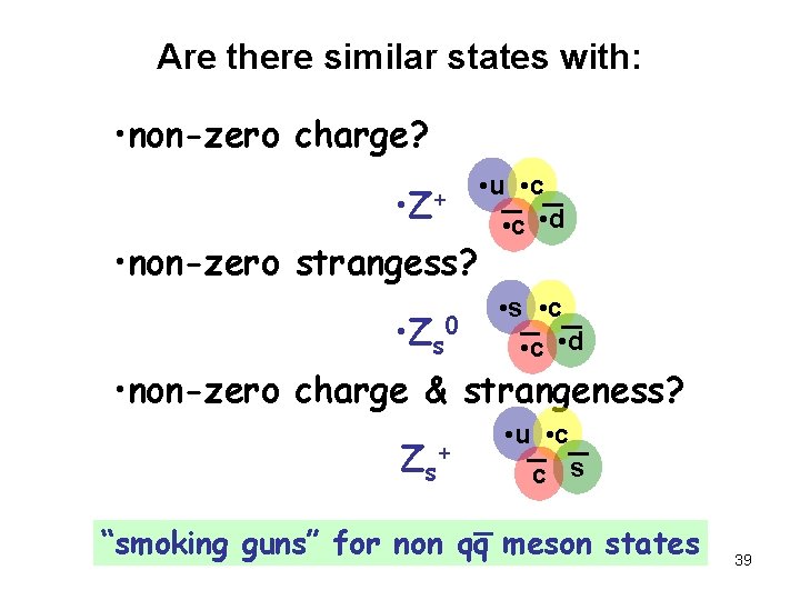 Are there similar states with: • non-zero charge? • Z + • non-zero strangess?