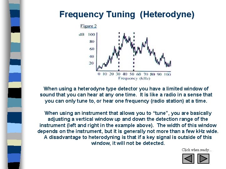 Frequency Tuning (Heterodyne) When using a heterodyne type detector you have a limited window