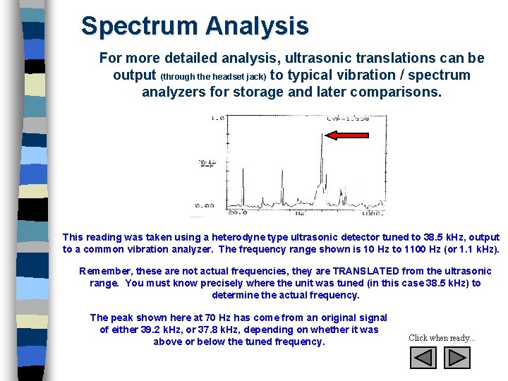 Spectrum Analysis For more detailed analysis, ultrasonic translations can be output (through the headset