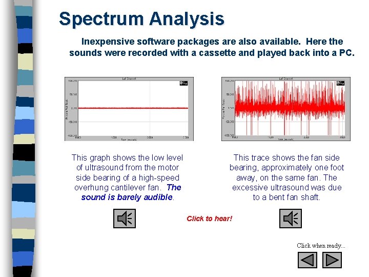 Spectrum Analysis Inexpensive software packages are also available. Here the sounds were recorded with