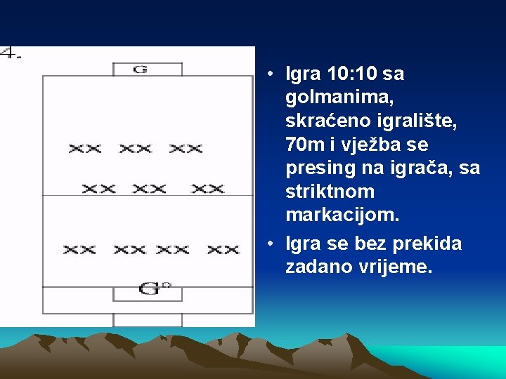  • Igra 10: 10 sa golmanima, skraćeno igralište, 70 m i vježba se