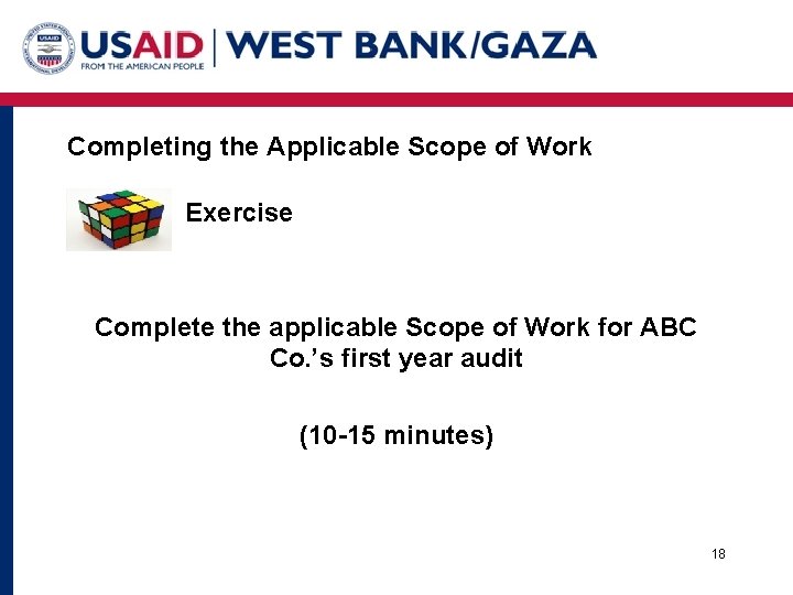 Completing the Applicable Scope of Work Exercise Complete the applicable Scope of Work for