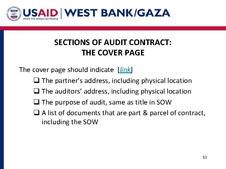 SECTIONS OF AUDIT CONTRACT: THE COVER PAGE The cover page should indicate [link] q